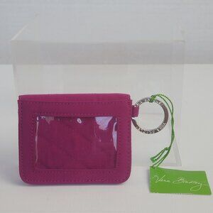 Vera Bradley Campus Double ID Magenta Quilted Key Ring Folding Case Wallet